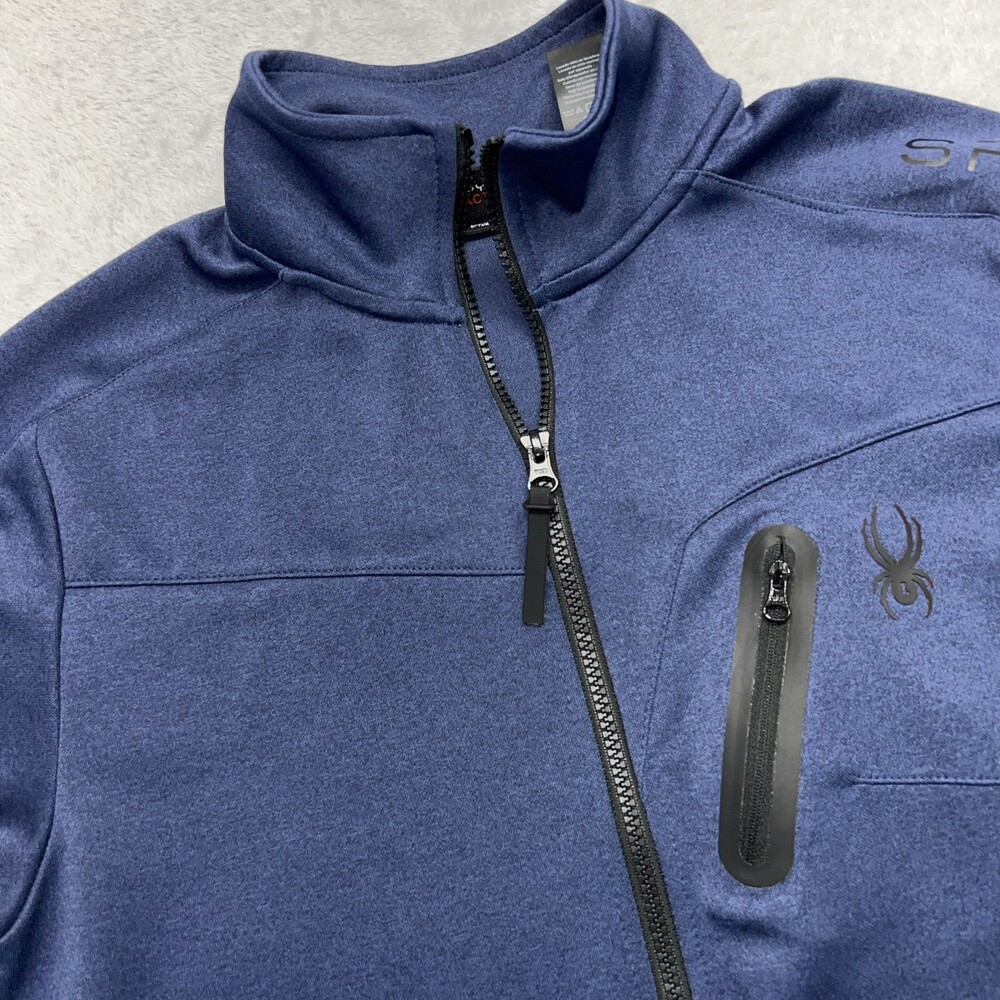 Spyder Active ProW=B Front Zip Long Sleeve Jacket Men M Navy Blue Logos